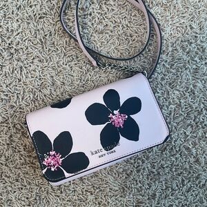 NWOT Kate Spade Black and Pink Floral Crossbody Bag